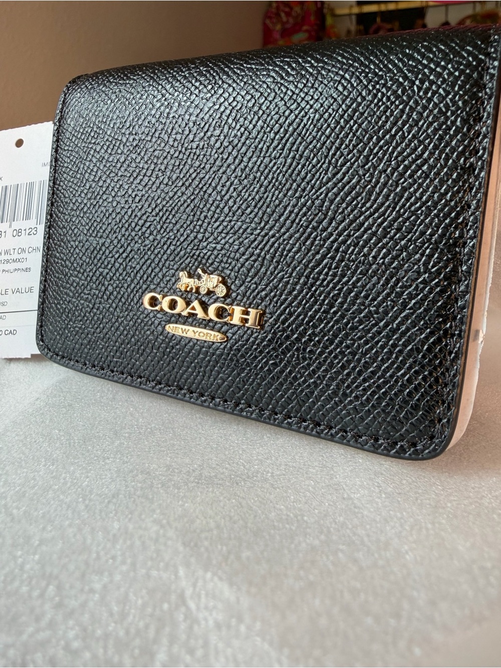 NEW Coach Black mini Crossbody wallet Bag with Gold detachable Chain with tags